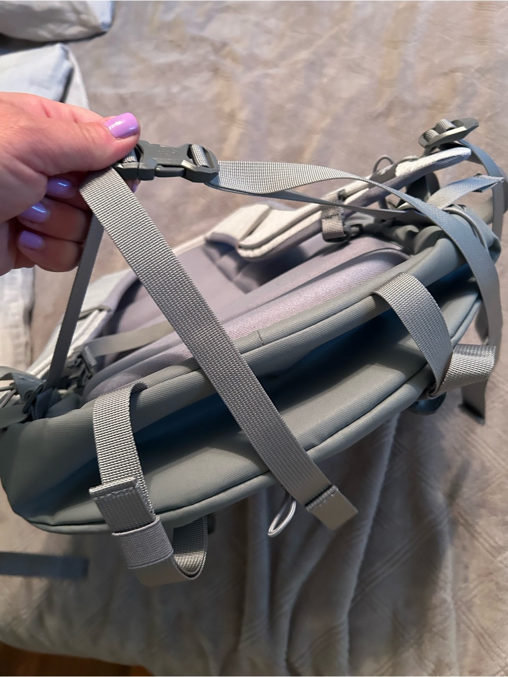The North Face Borealis Light Gray and Charcoal Backpack - Picture 5 of 14